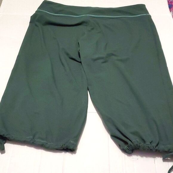Adidas Climalite Green Drawstring Calf Crop Stretchy Pants Athleisure - Picture 4 of 7